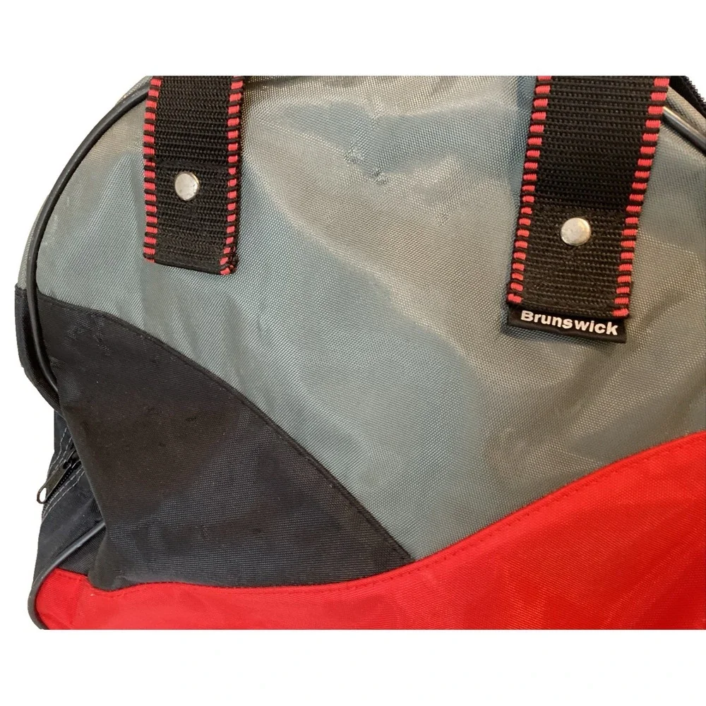 Brunswick Soft Bowling Ball Bag Black Red Zip Up Support Inside Pin Alley Sport